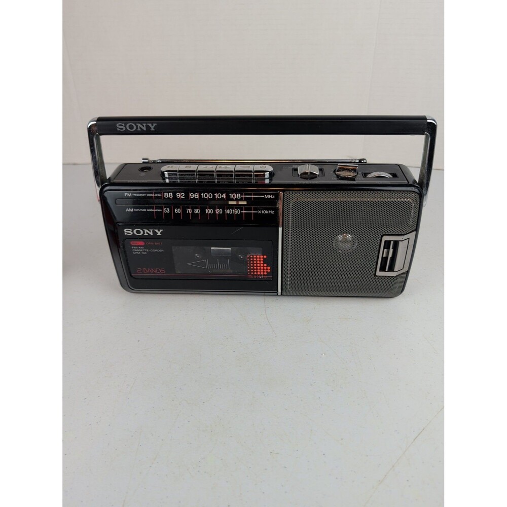 Vintage Sony Cassette Player Radio Black CFM-140 AM/FM Portable Recorder- Tested